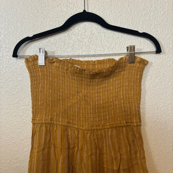 American Eagle Yellow & Cream Striped Smocked Top Strapless Romper Small - Picture 3 of 9